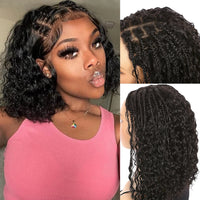 Thumbnail for Boho Box Braids Wig 5X5 Curly Lace Closure Braided Wig Square Parted Knotless