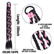 20 Inch Long Straight Synthetic Hair Extension Braided Fishtail Drawstring Ponytail Hair