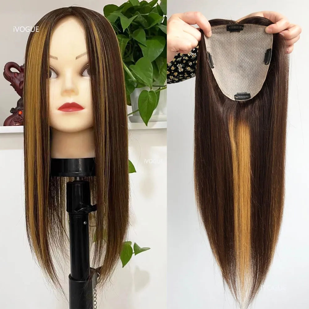 6X6inch Topper 4/27 Balayage Remy Human Hair Women Toupee