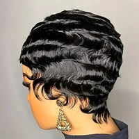 Thumbnail for Short Finger Wave Wig Human Hair Wig - Ocean Wave Wig Pixie Cut Wigs