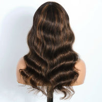 Thumbnail for 180D Highlight Body Wave Human Hair Wig With Bangs Wear To Go Ombre Blonde Brazilian Body Wavy Human Hair Wigs