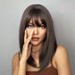 Brown Straight Wigs With Bangs For With Dark Roots