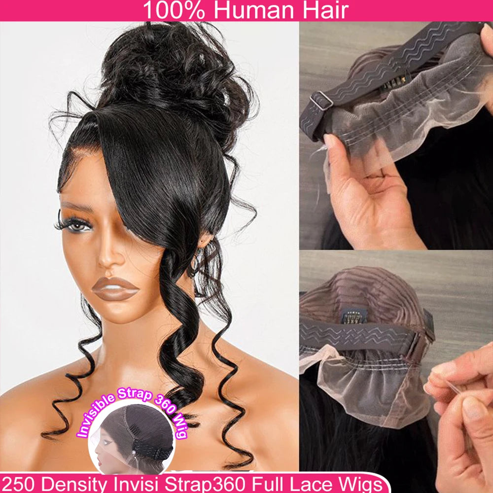 Invisi Strap Snug Fit 360 Full Lace Wig HD Transparent Lace Frontal Body Wave Glueless Human Hair Ready To Wear Wig