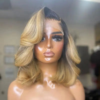 Thumbnail for Gorgeous Ombre Blonde Color Loose Wave 13x4 Closure Lace Glueless Short Frontal Lace Human Hair Wig