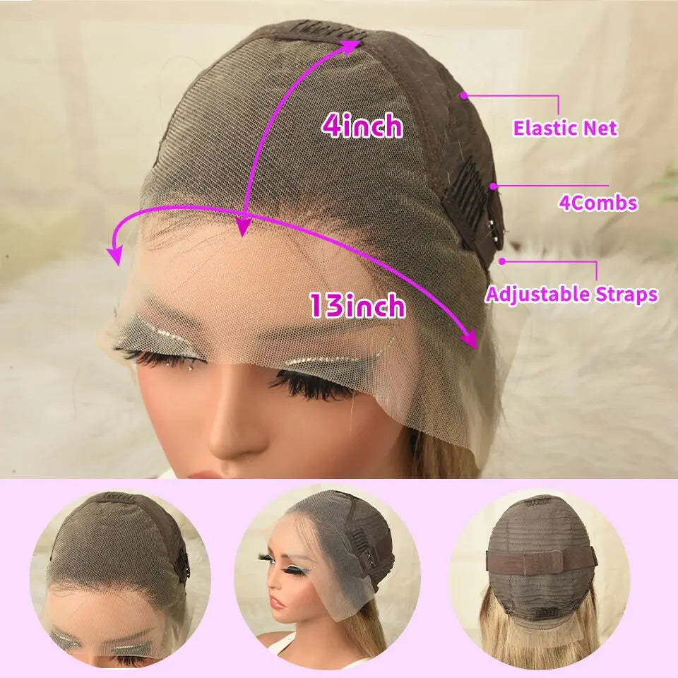 Ash Blonde Wigs Human Hair 13x4 Transparent Lace Front Wigs Human Hair