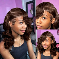 Thumbnail for Chocolate Brown Body Wave Short Bob Wigs 13x4 HD Transparent Lace Front Wig Brazilian Lace Frontal Human Hair Wigs Pre Plucked