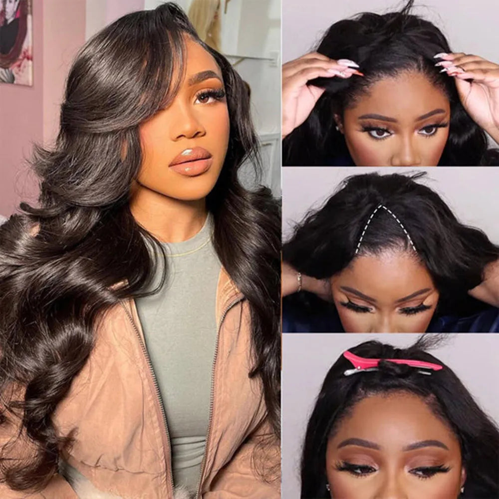 Glueless Brazilian U Part Human Hair Wave Wigs