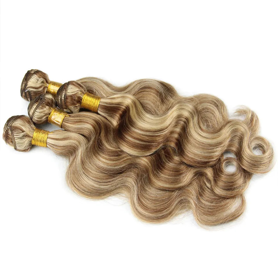 Piano Color P4/613 Highlight Bundles Remy Body Wave Ash Blonde With Highlights 3 Bundles