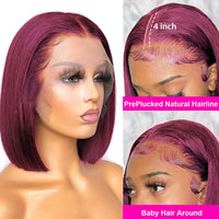 Thumbnail for Short Bob Wig 99J Burgundy HD Lace Front Human Hair Wigs  Vietnamese