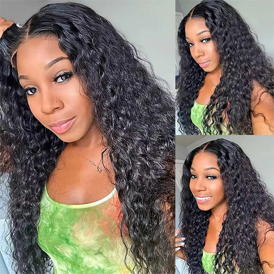 Glueless Wig Human Hair Ready To Wear Water Wave Human Hair Wigs 6x4 Transparent Lace Wigs 100% Brazilian Raw