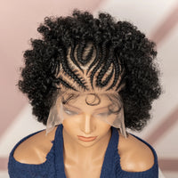 Thumbnail for Afro Kinky Curly Hair Wig New Braided Wigs full Lace Synthetic Wigs Knotless Cornrow Braids Short 6 Inches