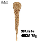 20 Inch Long Straight Synthetic Hair Extension Braided Fishtail Drawstring Ponytail Hair