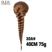 20 Inch Long Straight Synthetic Hair Extension Braided Fishtail Drawstring Ponytail Hair