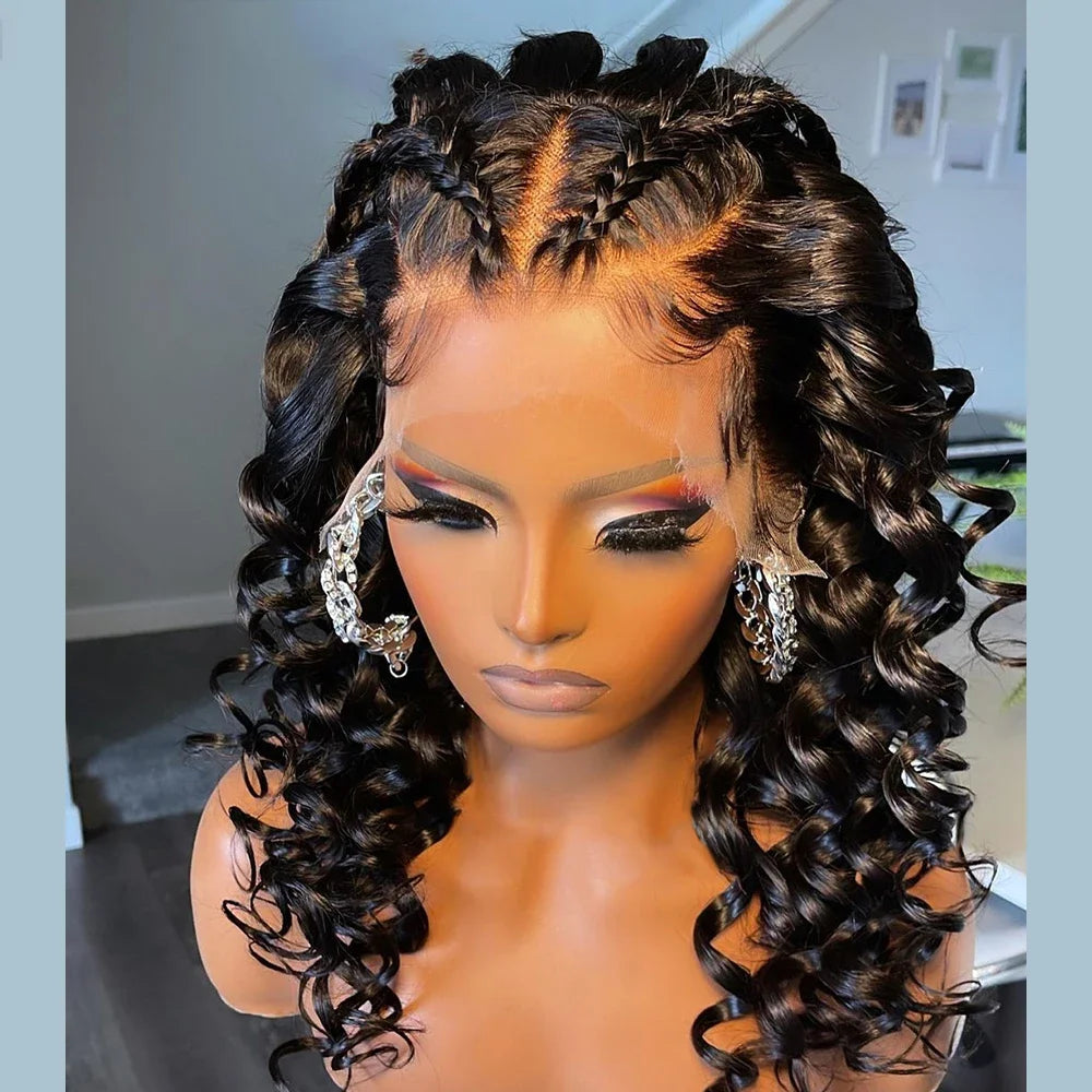 Natural Black 26 inch Daily 180Density Lace Front Wig Soft Long Kinky Curly  With BabyHair Preplucked Natural Hairline