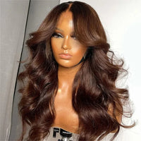 Thumbnail for Brown Body Wave Lace Front Wig Transparent HD Lace Frontal Wigs Human Hair-Wear and GO option