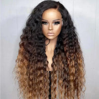 Thumbnail for Natural Hairline Ombre Honey Blonde Kinky Cruly 180Density Lace Front Wig with Baby Hair Glueless Preplucked