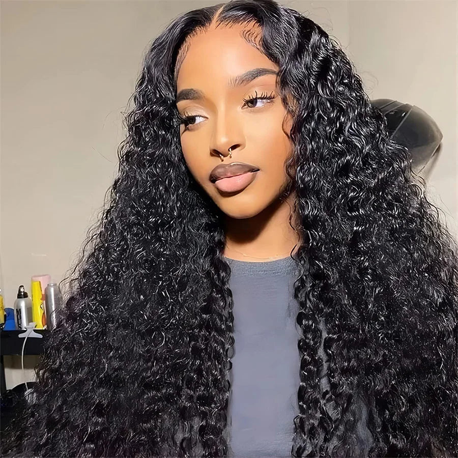 Glueless Wig Human Hair Ready To Wear Water Wave Human Hair Wigs 6x4 Transparent Lace Wigs 100% Brazilian Raw