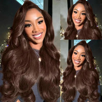 Thumbnail for Brown Body Wave Lace Front Wig Transparent HD Lace Frontal Wigs Human Hair-Wear and GO option