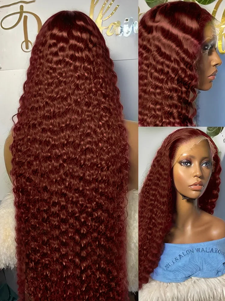 Water Wave 13x6 Reddish Brown Deep Wave Lace Frontal Human Hair Wig