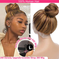 Thumbnail for 250 Density Highlight Straight 360 Full Hd Lace Front Wigs Honey Blonde Colored Lace Frontal Wig Glueless Wig Human Hair