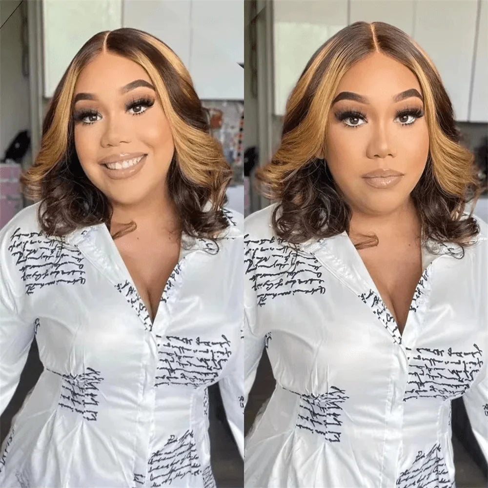 Highlight 4/27 Body Wave Bob Wigs Human Hair 13x4 Lace Front Human Hair Wig Ombre Short Brazilian Hair