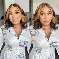 Thumbnail for Highlight 4/27 Body Wave Bob Wigs Human Hair 13x4 Lace Front Human Hair Wig Ombre Short Brazilian Hair