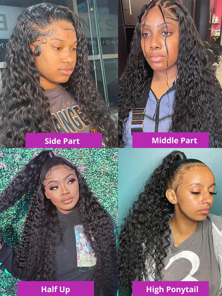40 Inch Deep Wave Wig Transparent Brazilian Human Hair Wigs