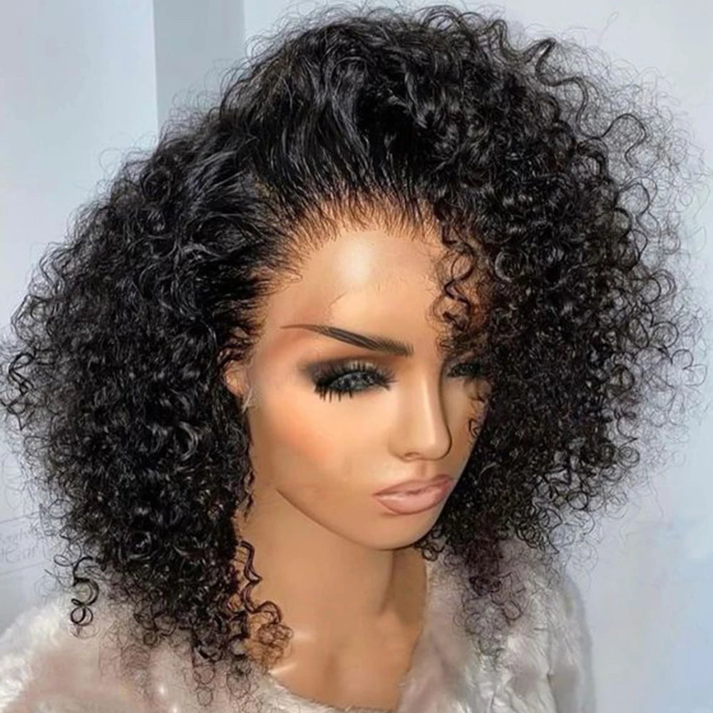 Curly Lace Front Human Hair Wigs 100% Bob Hair