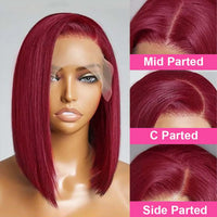 Thumbnail for Short Bob Wig 99J Burgundy HD Lace Front Human Hair Wigs  Vietnamese