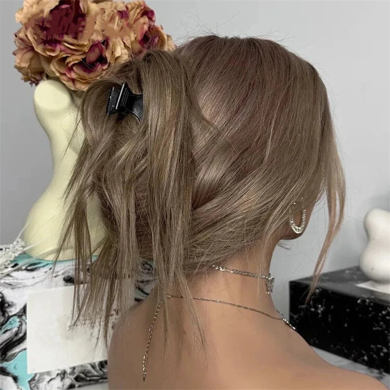 Ombre Brown Wig Long Straight Synthetic Lace Front Wig Glueless Brunette Hair Chocolate Brown