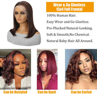 Thumbnail for #4 Straight Bob Wig Chocolate Brown Human Hair Wigs 13x4 Transparent Lace Frontal Wig Brazilian Virgin 100% Human Hair