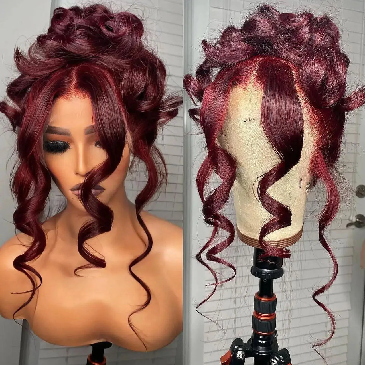 360 Full Lace Wig Human Hair 99j Red Colored Wigs Body Wave Wig Burgundy Lace Front Wig – HD Lace Human Hair Wig UAE, UK & USA | Michelle's Glam Wigs