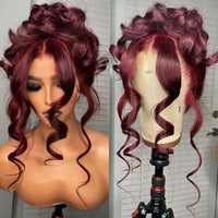 Thumbnail for 360 Full Lace Wig Human Hair 99j Red Colored Wigs Body Wave Wig Burgundy Lace Front Wig – HD Lace Human Hair Wig UAE, UK & USA | Michelle's Glam Wigs
