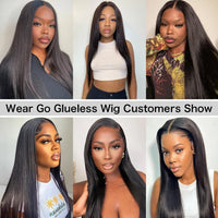 Thumbnail for 13x6 Wear Go Glueless Wig Silky Straight HD Lace Glueless Wig Human Hair Pre-Bleached Knots Wig 7x5 HD Glueless Wigs