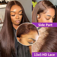 Thumbnail for 13X6 Chocolate Brown Lace Front Wigs 13X4 Bone Straight Human Hair 100% Brazilian Hair