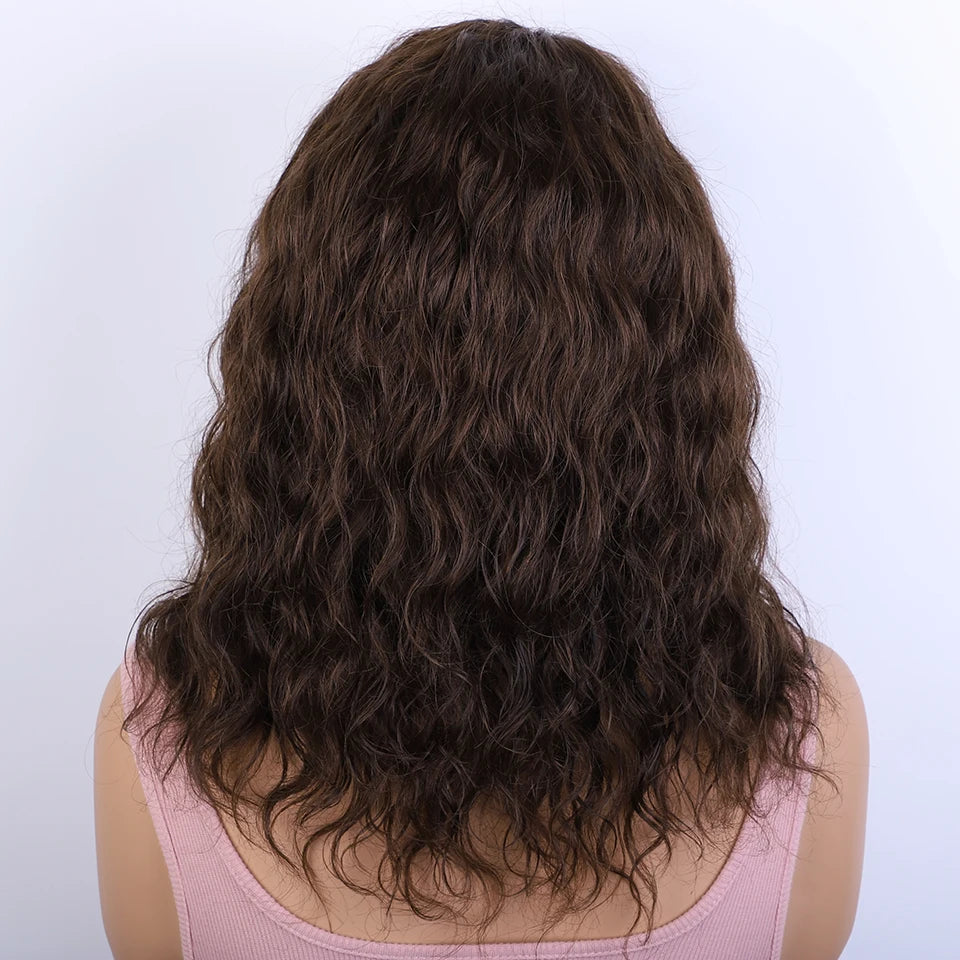 Sleek 4# Brown Colored Human Hair Wigs For Women 100% Real Ready To Wear Short Bodywave Brazilian Hair Wigs