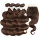 Body Wave 4 Bundles With 4*4 Lace Closure 400Gram/Lot For Full Head Dark Brown #2 #4 Remy Brazilian Human Hair Extension