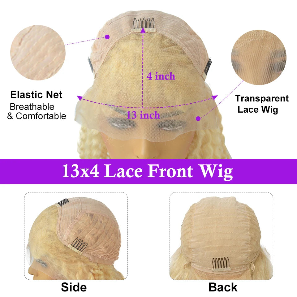 Short Bob Wig Ombre Blonde Lace Front Human Hair Wigs Straight 150 Density