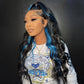 Blue With Black Highlight Lace Frontal Body Wave Wig