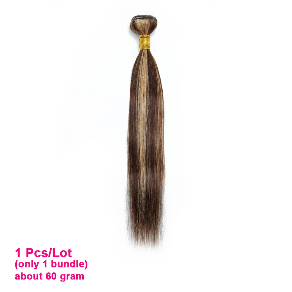 P4/27 Highlight Human Hair Bundles Brown Blonde Peruvian Hair Extensions Double Wefts