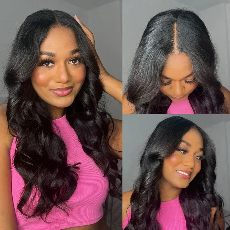 Body Wave V Part Wig 100% Human Hair Beginner Friendly Brazilian Virgin Hair Full Machine Made Wig Natural Color 180%