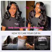 Thumbnail for Body Wave 3 4 Bundles Human Hair Brazilian Remy 100% Unprocessed 30 32 Inch Raw Virgin Remy Wavy Double Bundles Weave Extensions