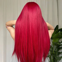 Thumbnail for Light Wine Red Synthetic Wigs With Bangs