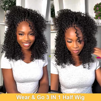 Thumbnail for 1b30 Highlight Half wig wear and go 3in1 Headband Wigs Human Hair Water Wave Wigs 100% Hair