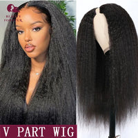 Thumbnail for Yaki Straight V Part Wig Human Hair Elastic DrawString Straight