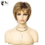 Short Ombre Blonde Synthetic Natural Wave Wigs Heat Resistant