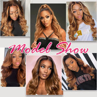 Thumbnail for Ombre Human Hair Bundles With Closure Body Wave 100% Unprocessed Virgin Hair Brown Blonde Colored 3/4 Bundles With Closure