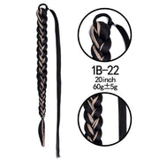 20 Inch Long Straight Synthetic Hair Extension Braided Fishtail Drawstring Ponytail Hair