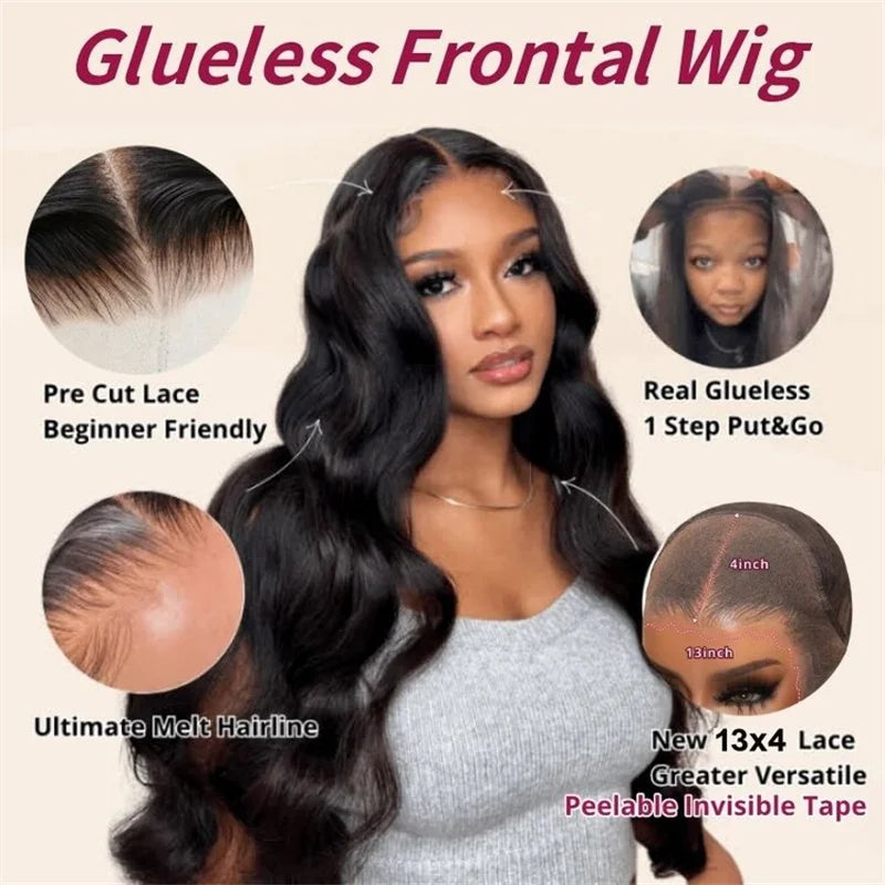 3D Body Wave 7x5 Bye Bye KNOTS Glueless Wig Human Hair Ready To Wear Brazilian Human Hair Wig Fits All Size Heads