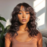 Thumbnail for Sleek 4# Brown Colored Human Hair Wigs For Women 100% Real Ready To Wear Short Bodywave Brazilian Hair Wigs
